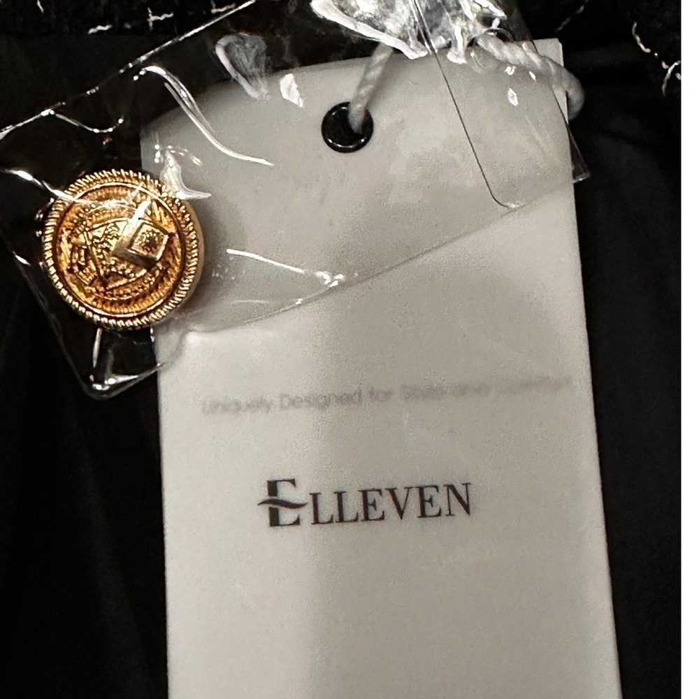 Elleven NWT SZ LGE Black Gold Plaid Double Breasted Blazer Jacket - Picture 12 of 16